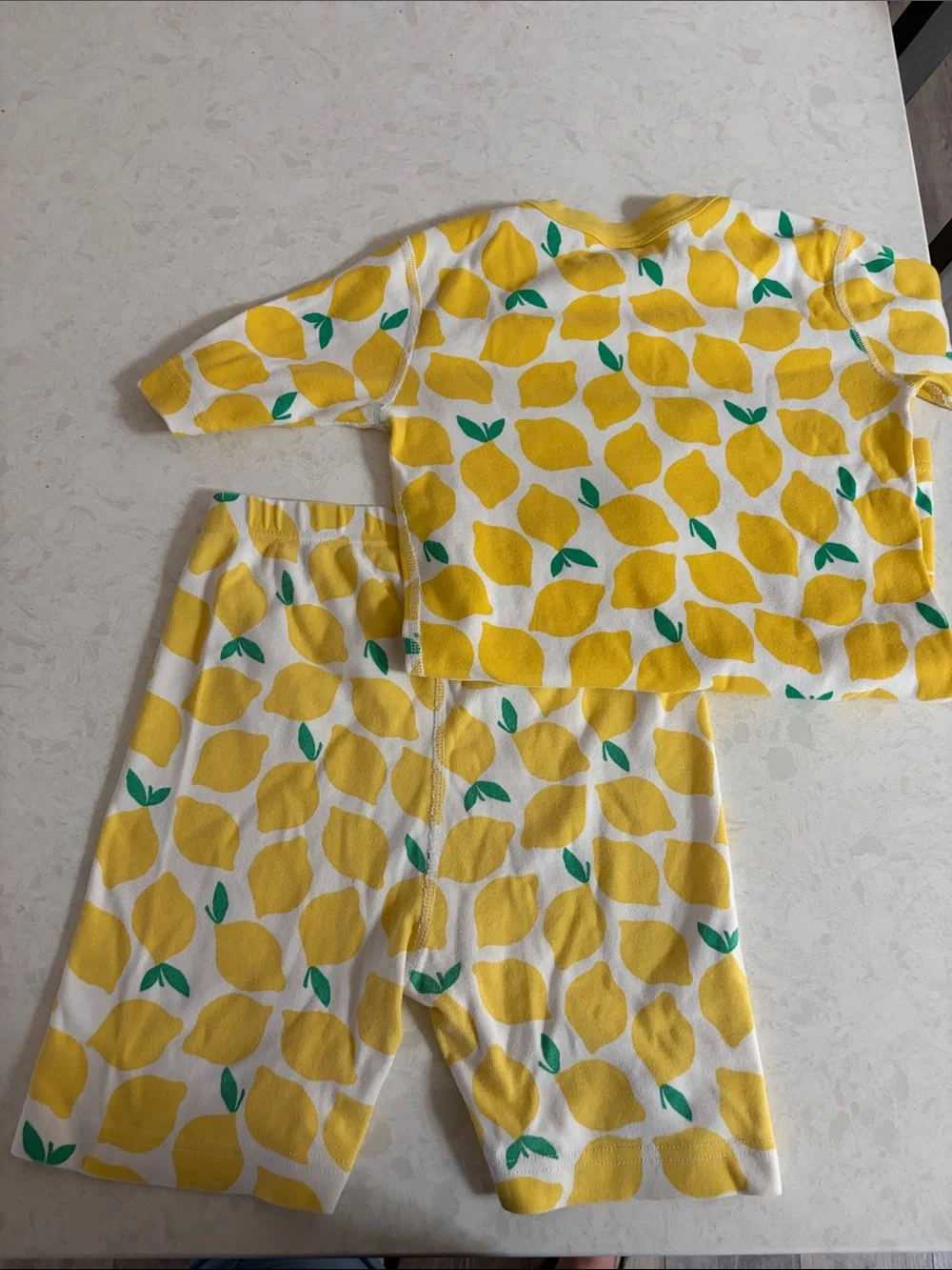 Kids Yellow Lemon Print Pajama Set - White & Yellow